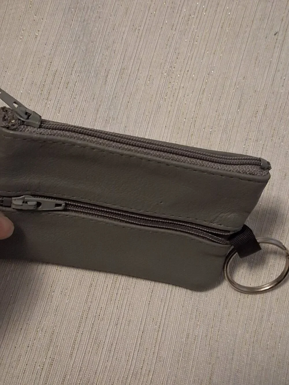 1987 Vintage Card Case Practical Card Key Holder Leather Wallet Gray Superskin